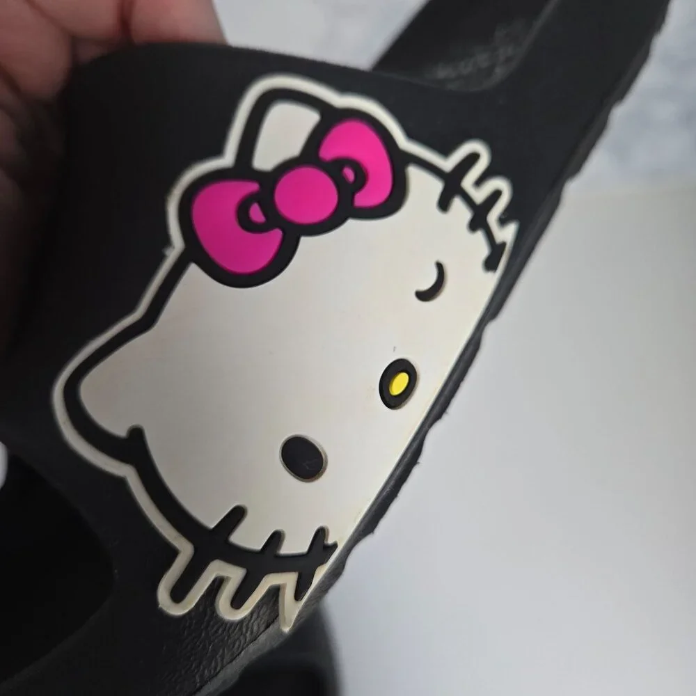 Hello Kitty Slides‎ Girls Size 2-3 Black Sanrio Outdoor Waterproof Non Marking